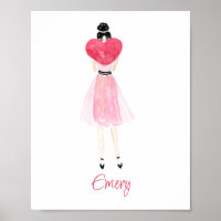 Aquarelle Coeur Fashion Poster