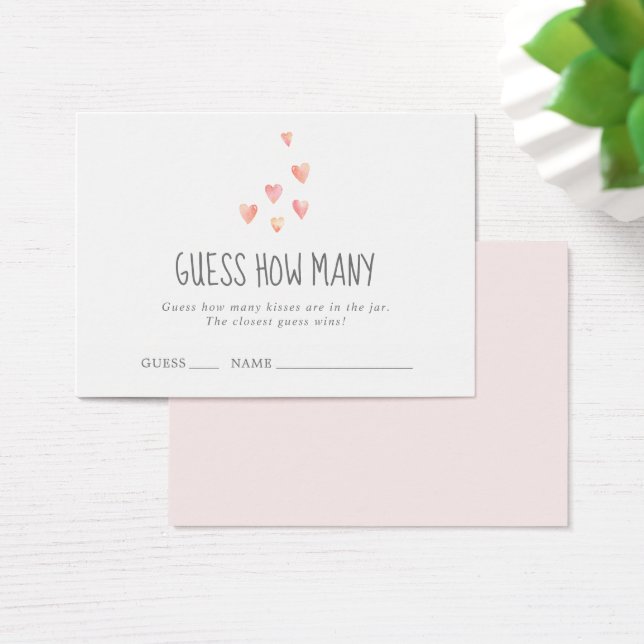 Aquarelle Coeurs fille Devinez combien de baisers  (Bureau)
