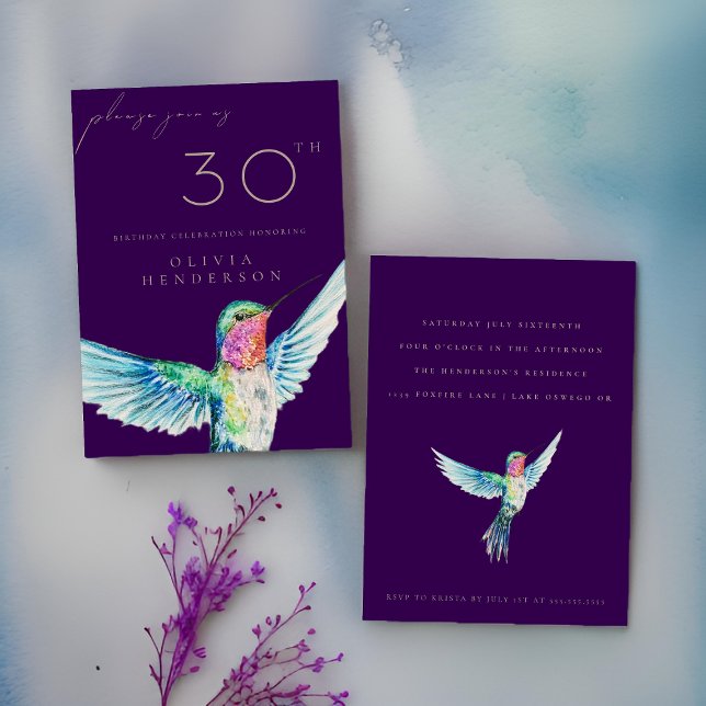 Aquarelle Colibri N'IMPORTE QUELLE Invitation d'an (Créateur téléchargé)