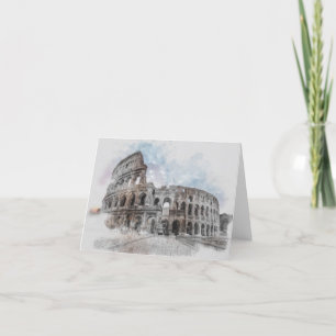Aquarelle Colisée Rome Carte de remerciements - Ar