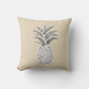 Aquarelle coloniale gris ananas Peinture Coussin