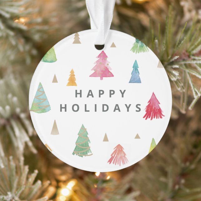 Aquarelle Colorée Arbres de Noël (Arbre)