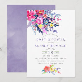 Aquarelle colorée Baby shower floral Invitation