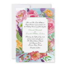 Aquarelle colorée Faire-part de mariage Floral