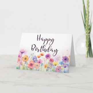 Aquarelle colorée Floral Bonne carte d'anniversair