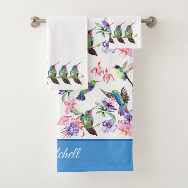 Aquarelle colorée Hummingbirds Fleurs (En situation)