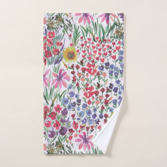 Aquarelle colorée Jardin botanique floral (Serviette à main)