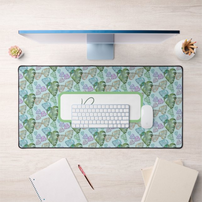 Aquarelle colorée Monstera Deliciosa Feuilles (Bureau 1)