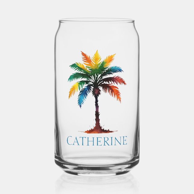 Aquarelle colorée Palm Tree personnalisé (Recto)