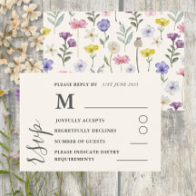 Aquarelle Colorful mariage Fleur sauvage RSVP