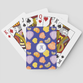 Aquarelle Coquillages Monogramme Cartes de jeu