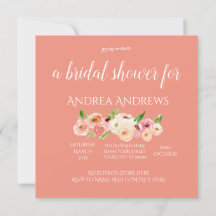 Aquarelle Coral Floral Douche nuptiale Invitation