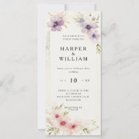 Aquarelle cosmos fleurs faire-part de mariage