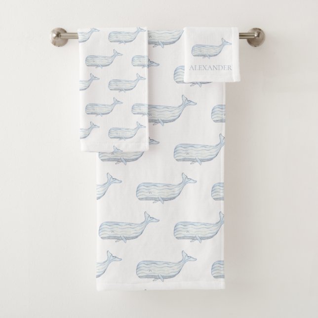 Aquarelle côtière Baleine bleue Personnalisée (En situation)