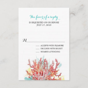 Aquarelle couleur Coral Reef   RSVP pour mariage
