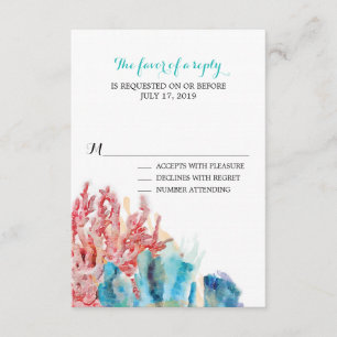 Aquarelle couleur Coral Reef RSVP pour mariage