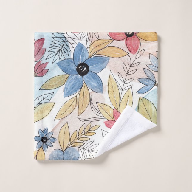Aquarelle couleur terre Floral Art Feuille (Gant de toilette)
