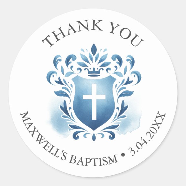 Aquarelle Crest Baptism Favoriser Sticker (Devant)