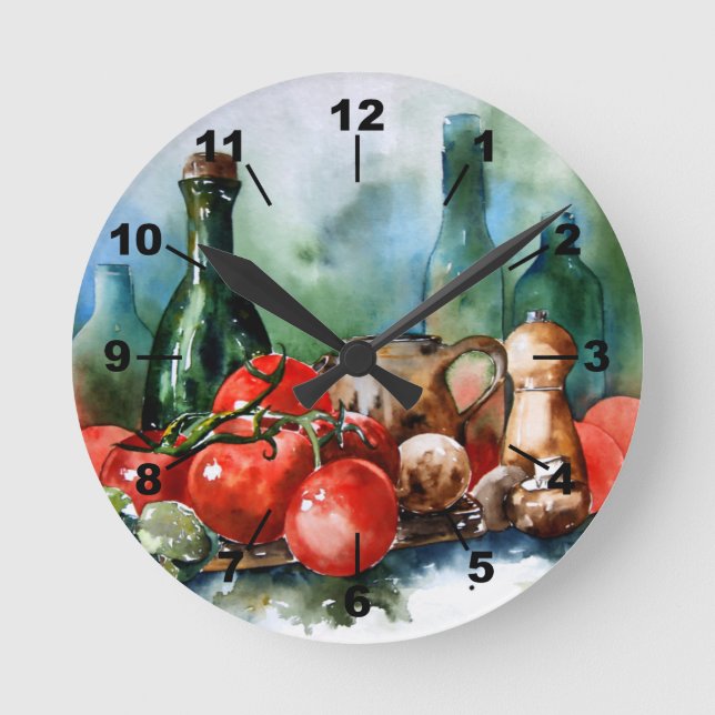 Aquarelle Cuisine italienne Horloge murale (Recto)