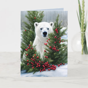 Aquarelle Cute Ours Polaire Carte de Noël