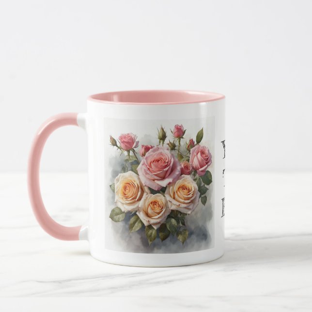 Aquarelle Cute Roses Roses Rose Fleur Mug Floral (Gauche)