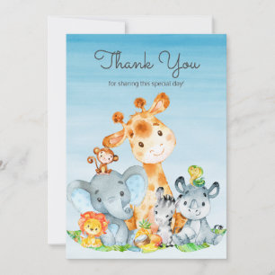 Aquarelle Cute Safari Jungle Animaux Merci