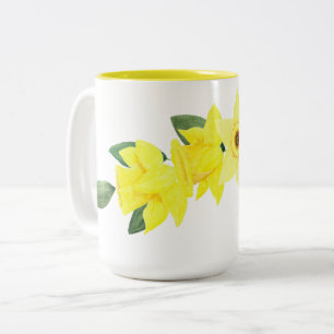 Aquarelle Daffodil Mug à deux tons, 15 oz