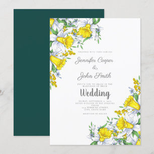 Aquarelle Daffodile Faire-part de mariage Floral