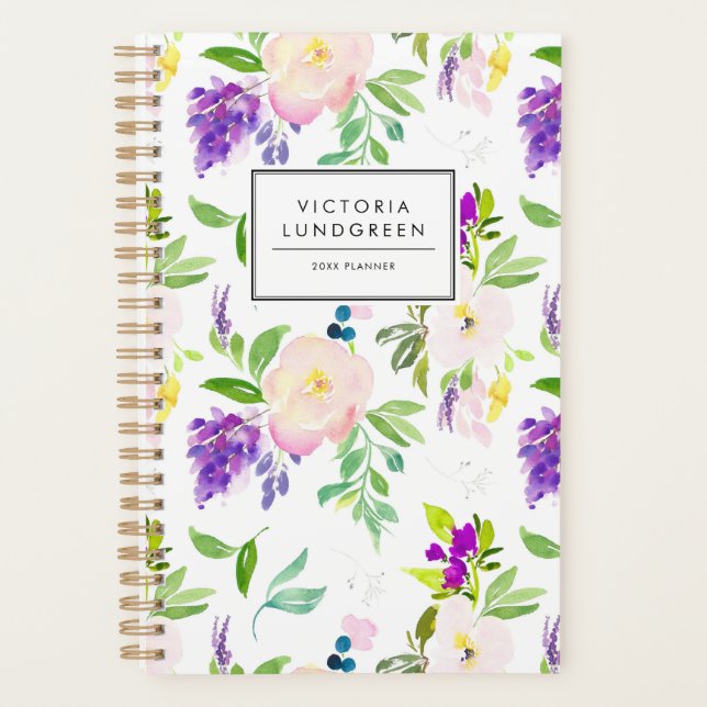 Aquarelle Dainty Peonas et Wisterias Floral (Devant)