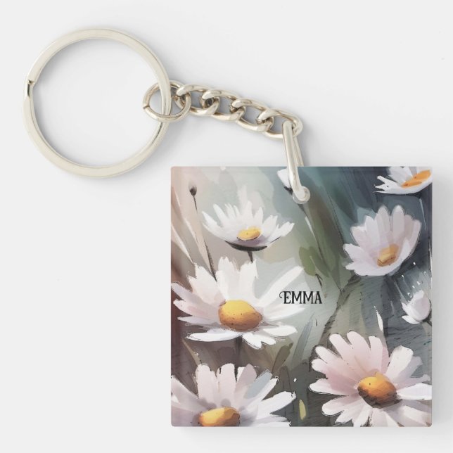 Aquarelle Daisées Nom personnalisé Texte (Devant)