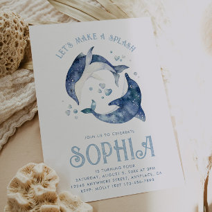 Aquarelle Dauphin Invitation d'anniversaire