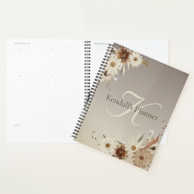 Aquarelle d'automne Monogramme floral Personnalisé (Devant avec enveloppe)