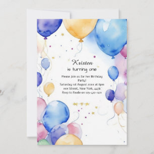 Aquarelle de ballon Invitation d'anniversaire