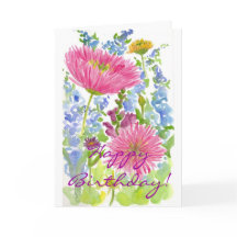 Aquarelle de bouquet de dahlia de rose de carte de
