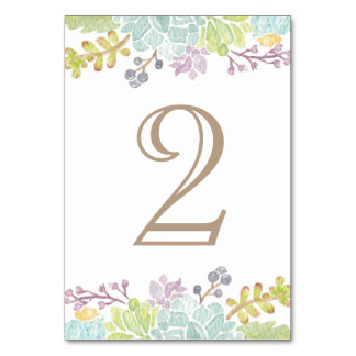 Aquarelle de bouquet Succulente | Numéro de table