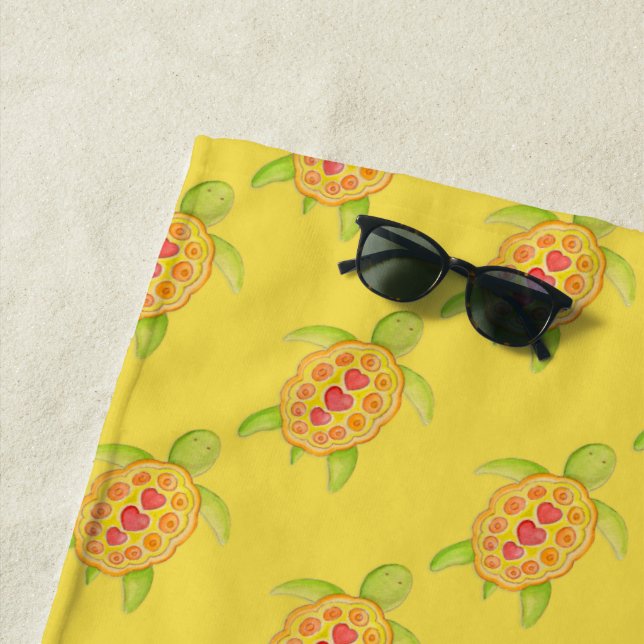 Aquarelle de coeur de tortue lunaire art serviette (En situation)