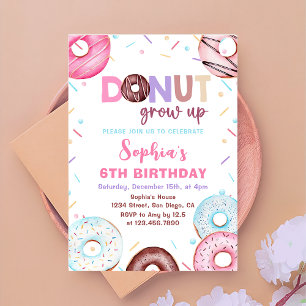Aquarelle de croissance de beigne Donut Invitation