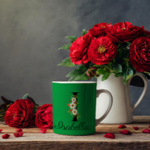 Aquarelle de fille botanique vert initial Mug