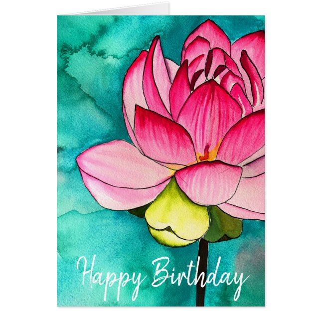 Aquarelle de fleurs roses (Devant)