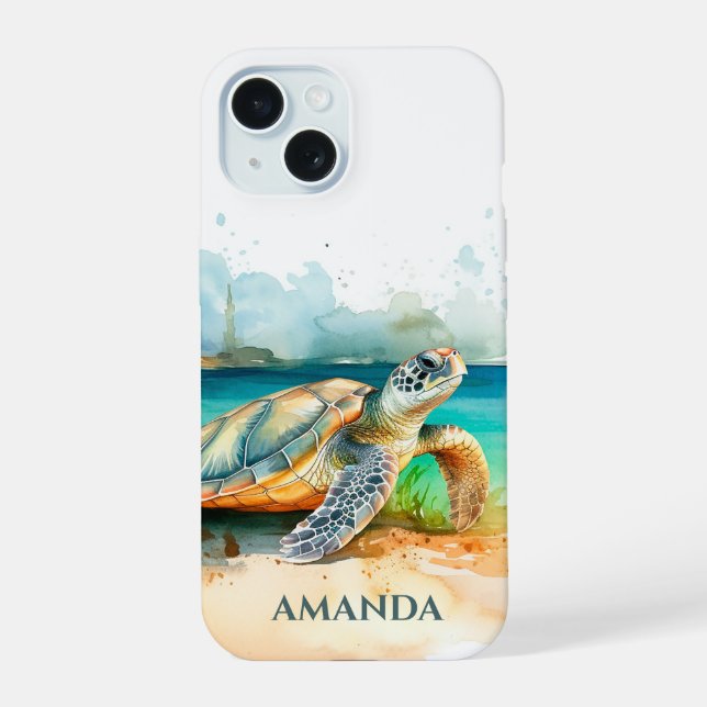 Aquarelle de la plage de la tortue de mer (Verso)