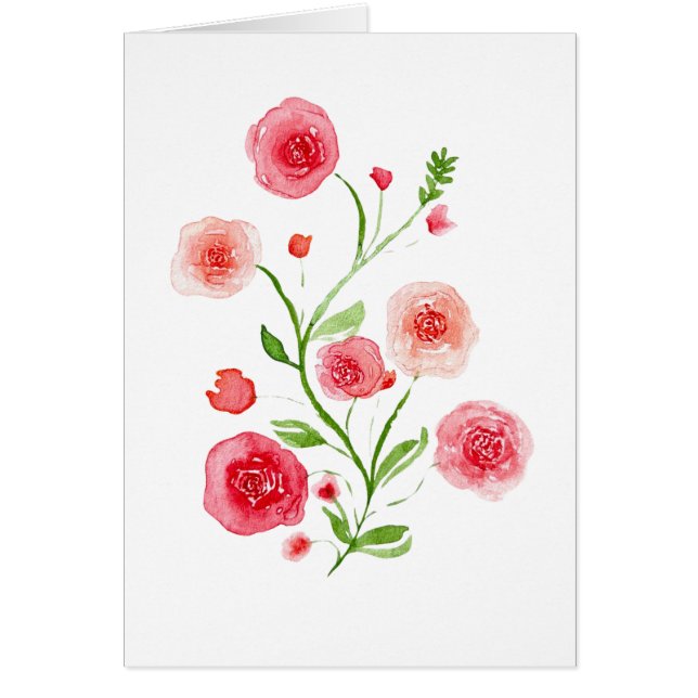 Aquarelle de la tige de fleurs Imprimer la carte d (Devant)