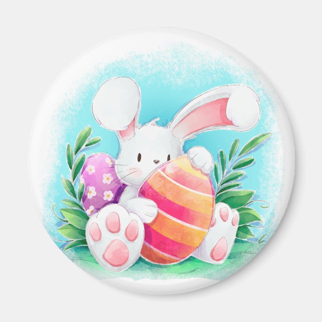 Aquarelle de lapin de Pâques | Magnet (Devant)
