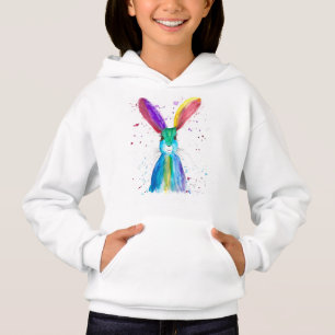 Aquarelle de lièvre animal sauvage mignon Fille Sw