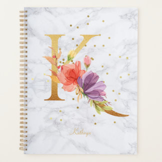 Aquarelle de marbre moderne Golden Monogram LETTRE