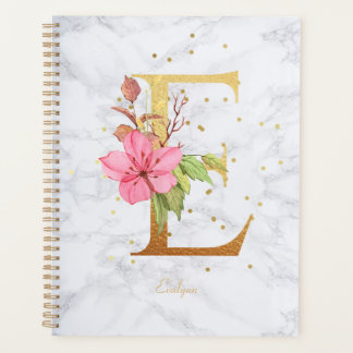 Aquarelle de marbre moderne Golden Monogram LETTRE