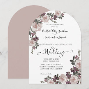 Aquarelle de Mauve Plum Faire-part de mariage flor