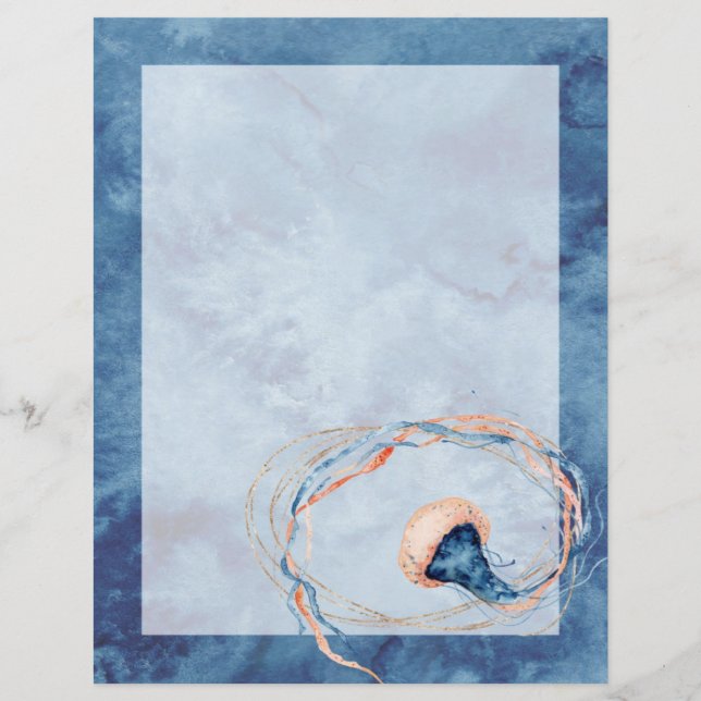 Aquarelle de méduse - Lettre sans papier (Devant)