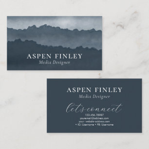 Aquarelle de Misty Mountain Carte de visite bleu-g