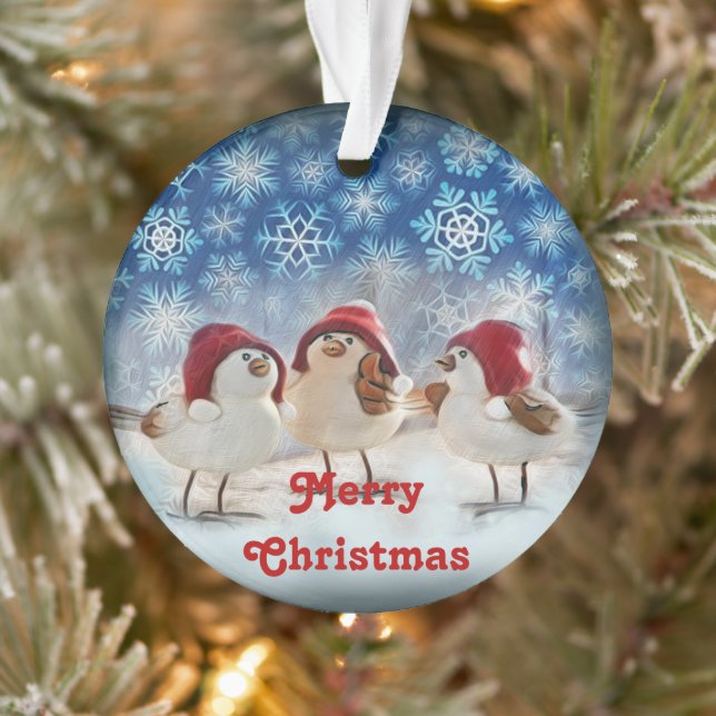 Aquarelle de neige des poulets de Noël (Arbre)
