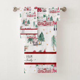 Aquarelle de Noël Gnome Typographie de camion roug